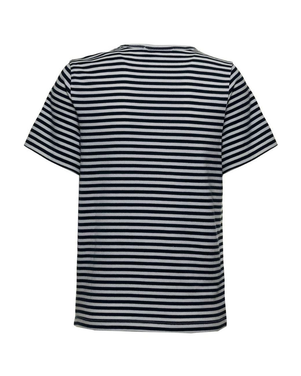 FRAME Black Striped Round-Necked T-Shirt