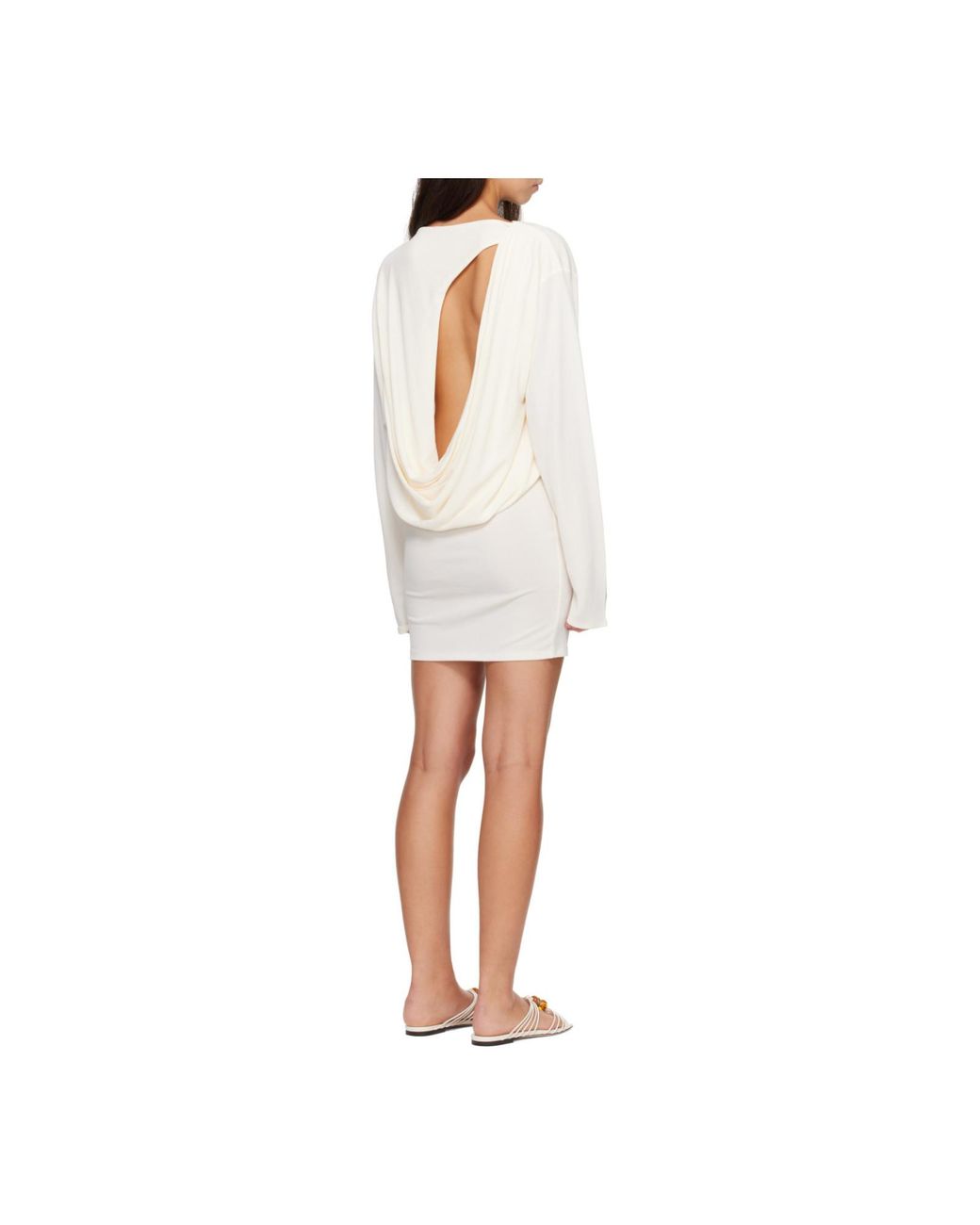 Jacquemus White Mistral Draped-Back Mini Dress