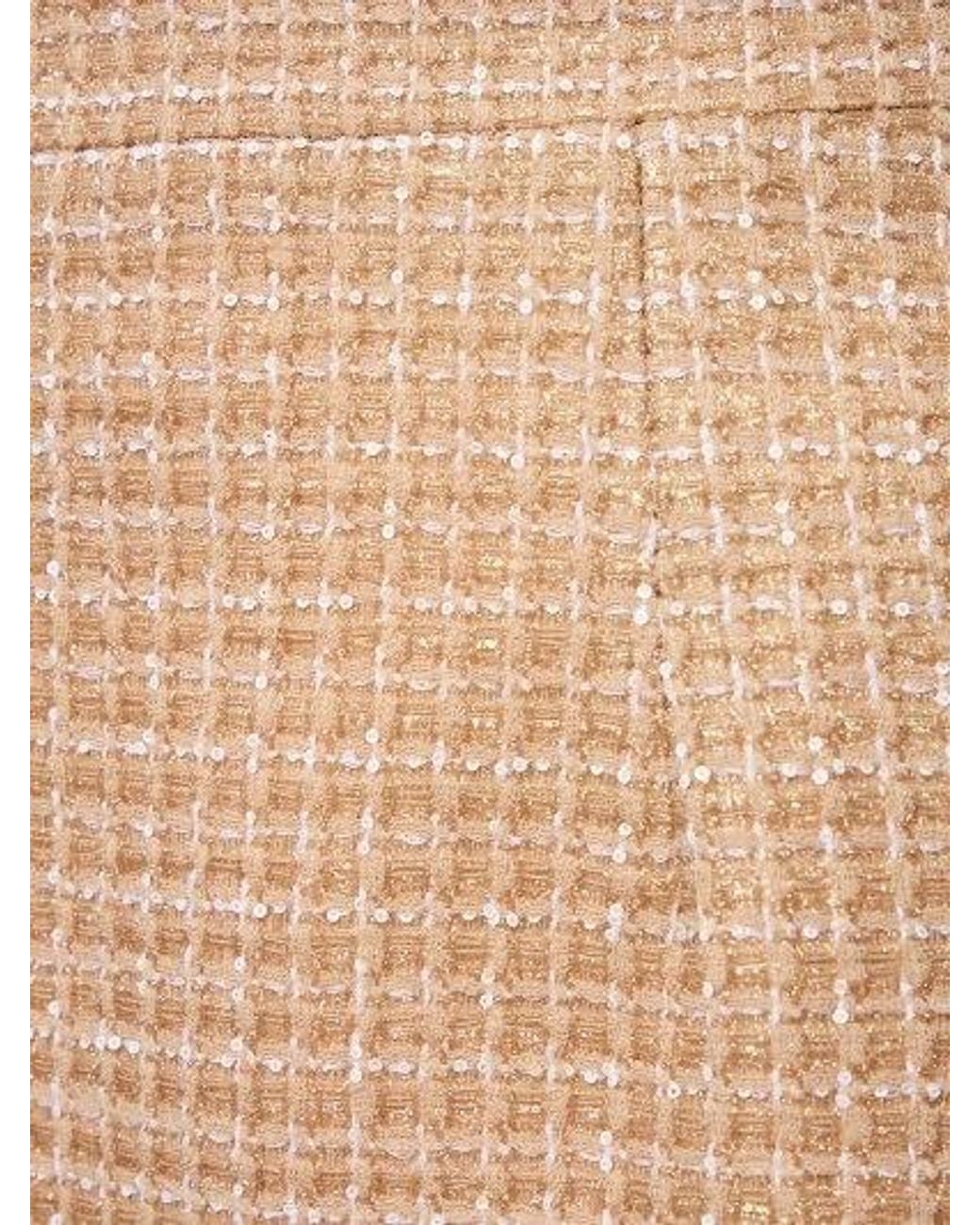 Alessandra Rich Natural Sequined Tweed Skirt