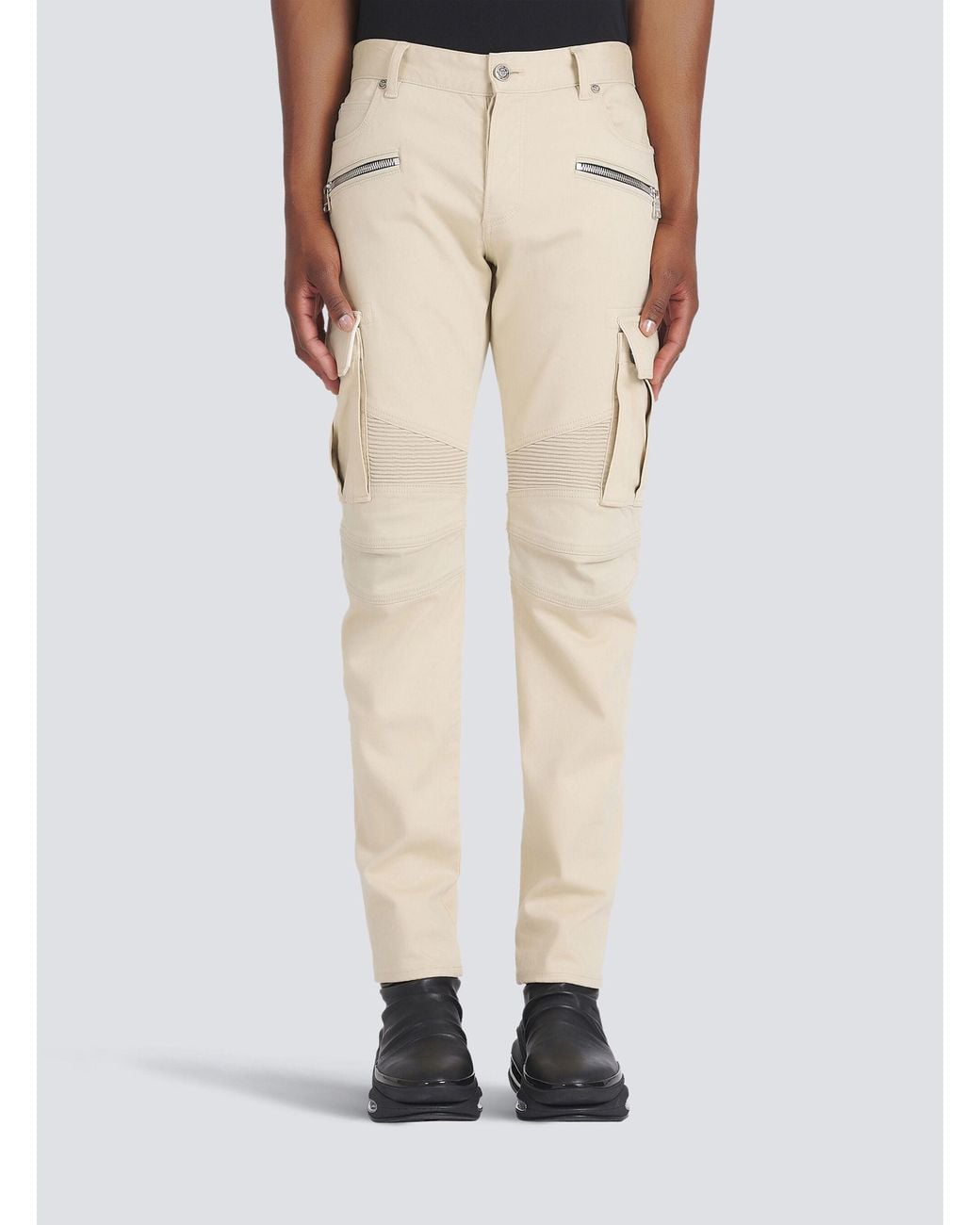 Balmain Natural Cotton Cargo Trousers for men