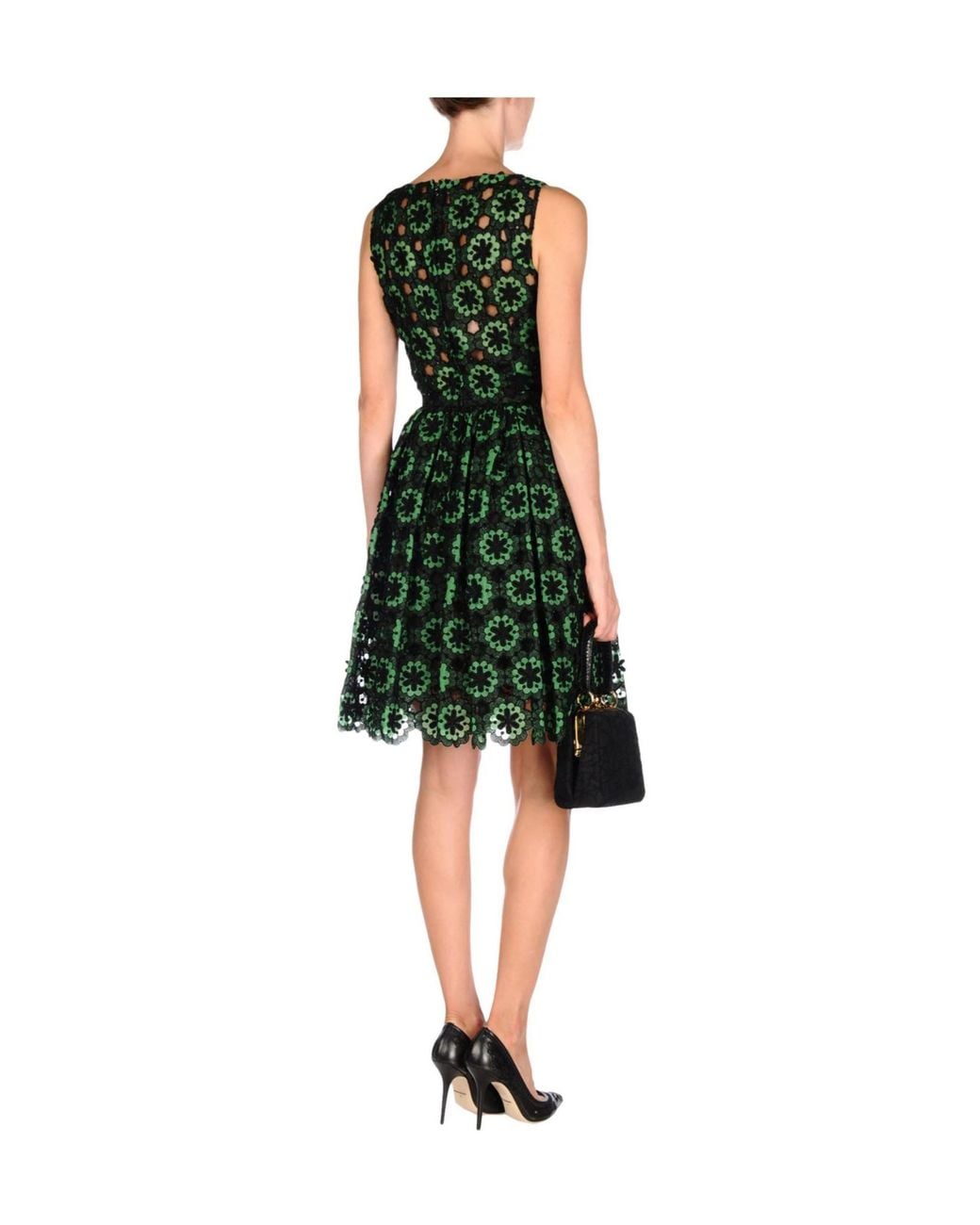 Dolce & Gabbana Green Twotone Lace Sleeveless Top