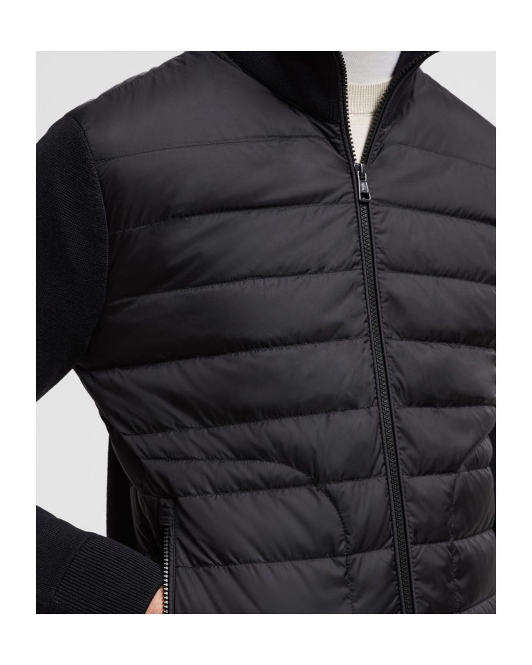 Moncler Black Zip-Up Padded Cardigan for men