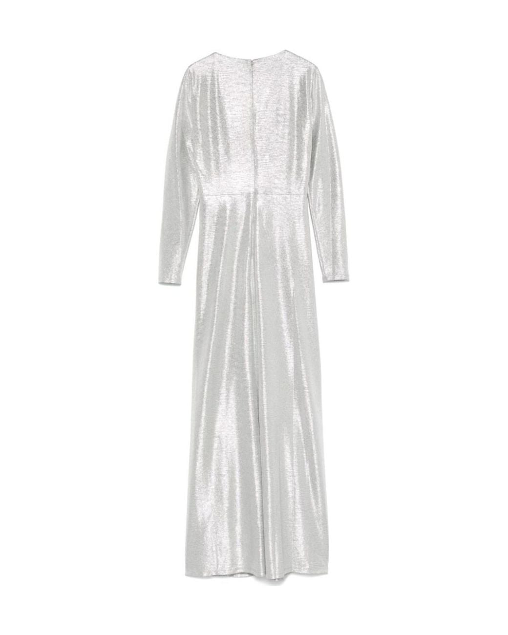 Ralph Lauren White Lauren Twist-Detailed Long-Sleeved Gown