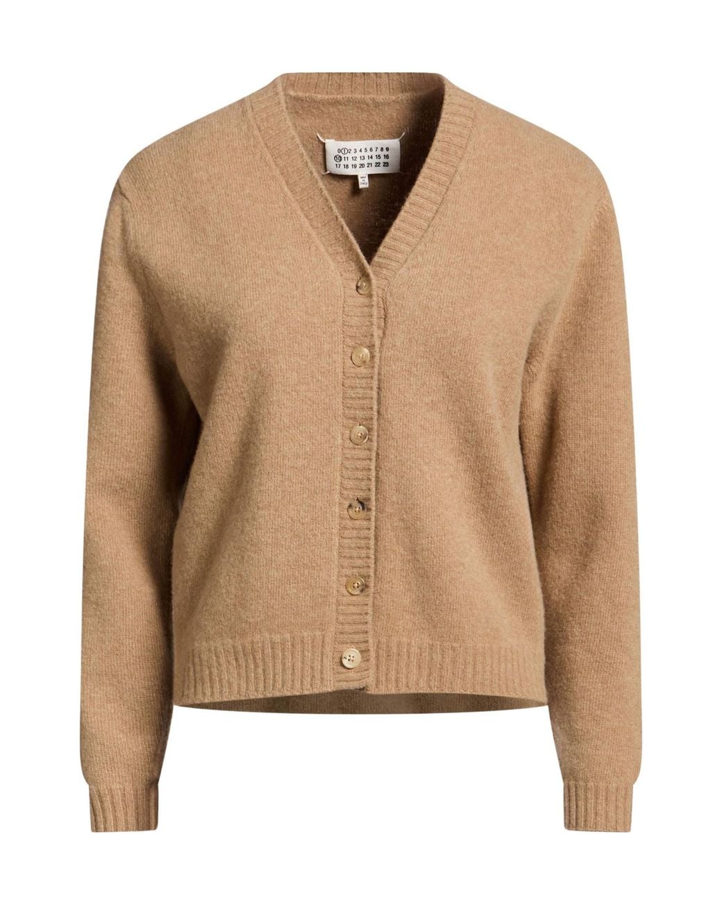 Maison Margiela Brown Medium-Weight Wool Knit V-Neck Cardigan