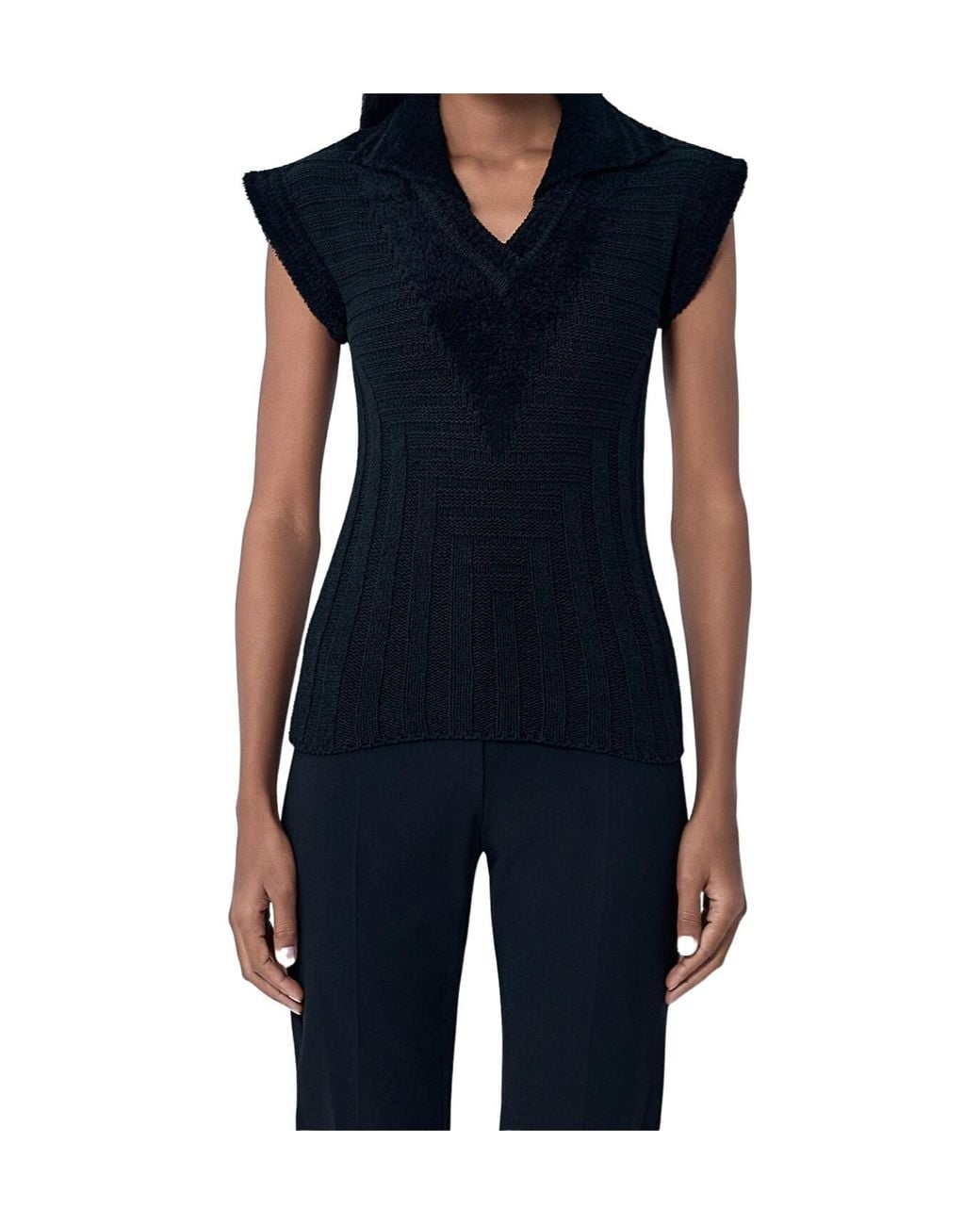 Kiko Kostadinov Blue Quimby Sleeveless Knitted Polo Vest