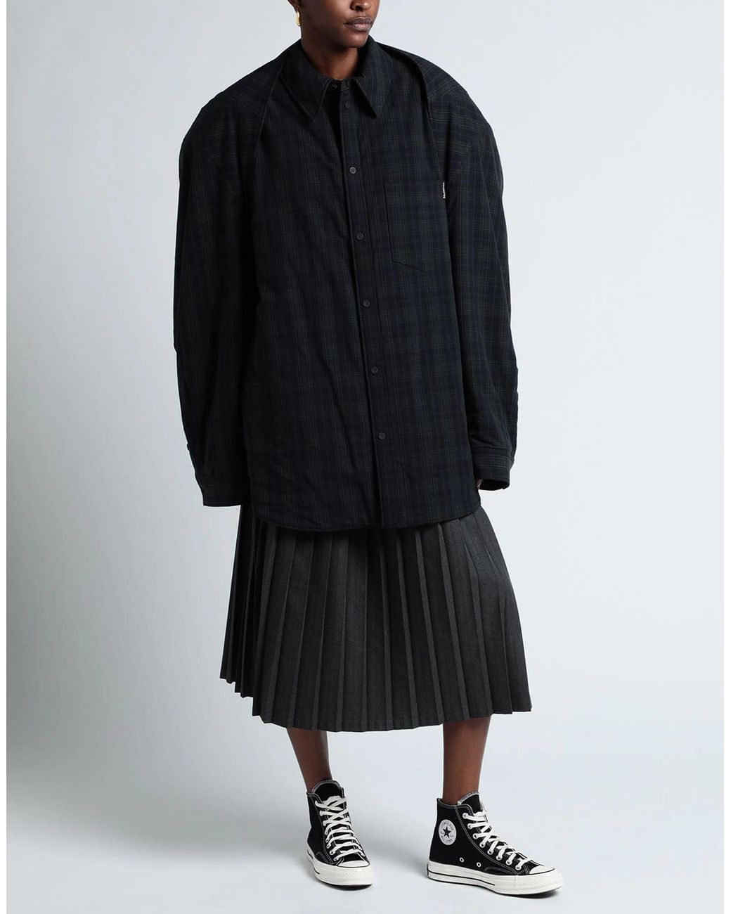 Balenciaga Black Simple Checkered Coat