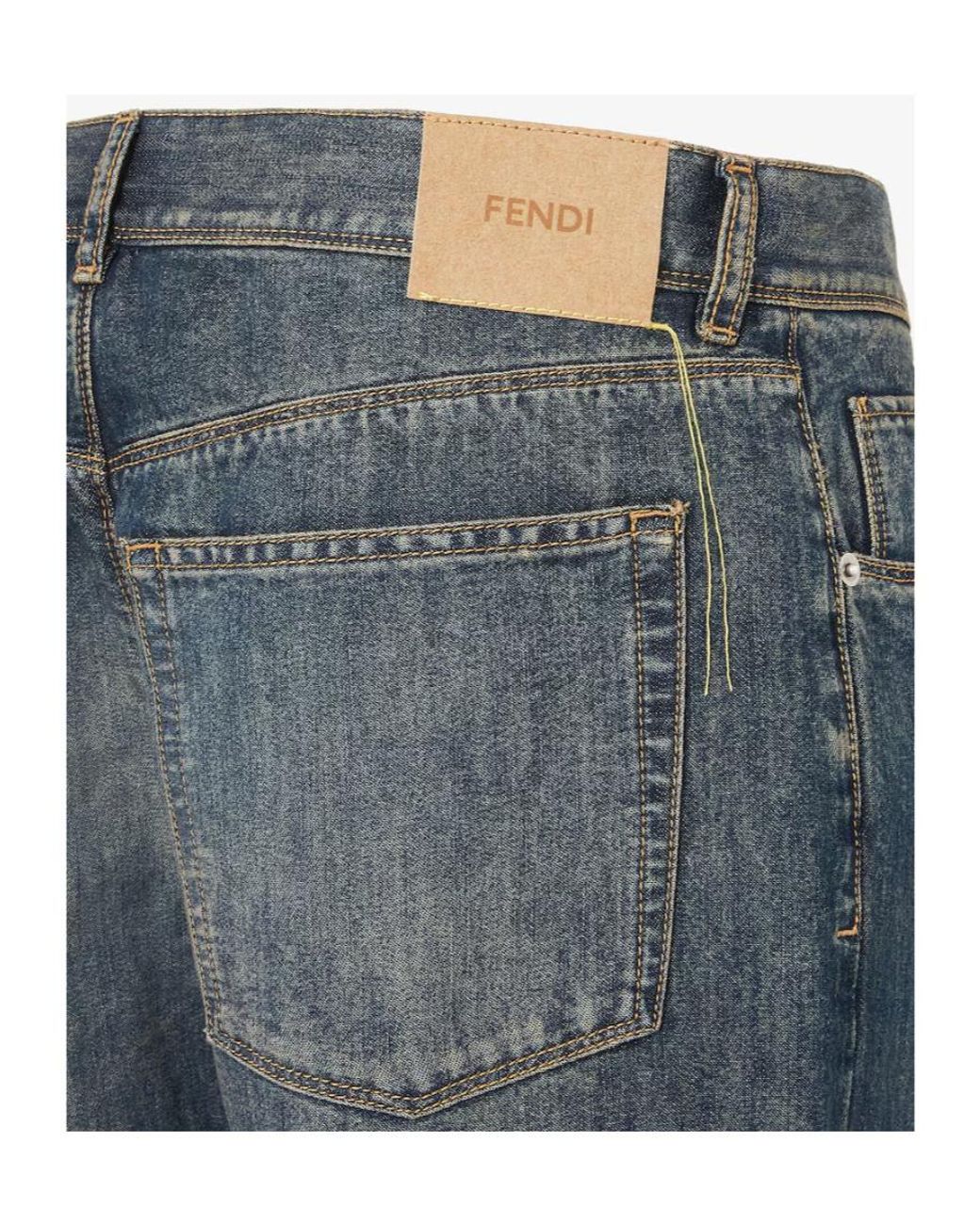 Fendi Blue Straight-Leg Long Jeans