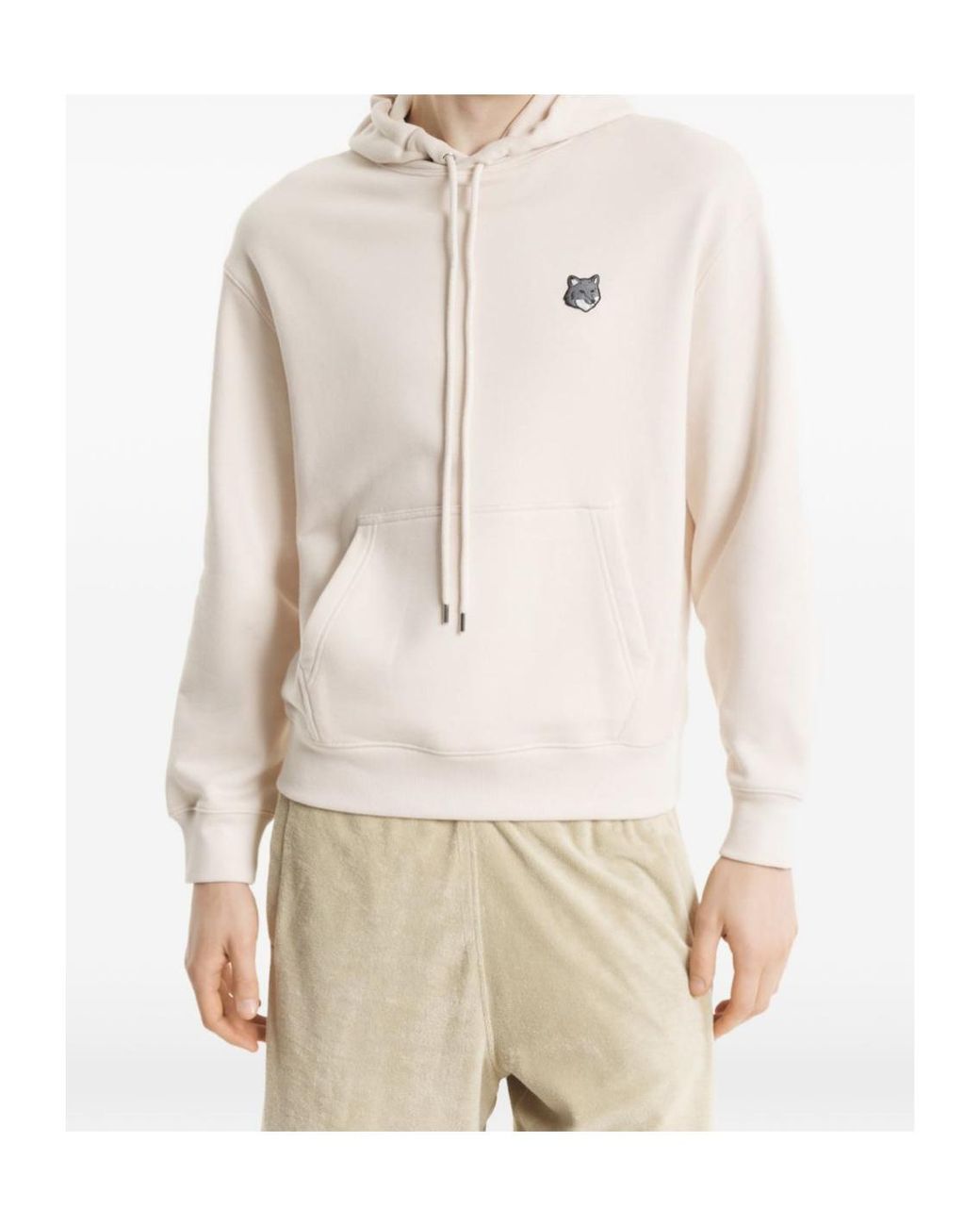 Maison Kitsuné White Maison Kitsuné Fox Patch Hoodie for men