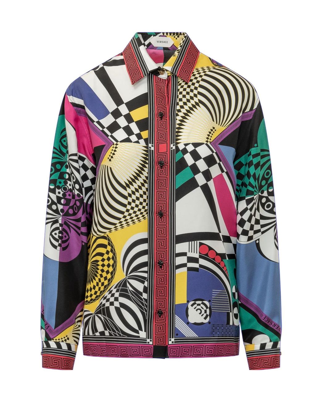 Versace Blue Pattern-Printed Long-Sleeved Shirt