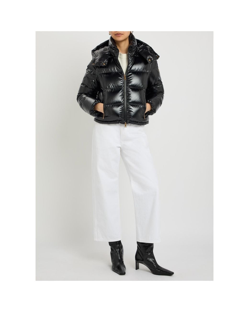Moncler Black Hooded Short Down Jacket