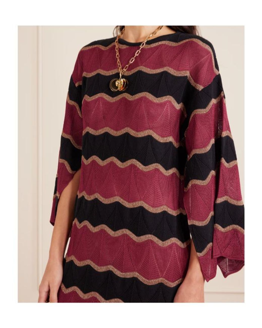 LaDoubleJ Red Striped Cotton-Blend Midi Dress