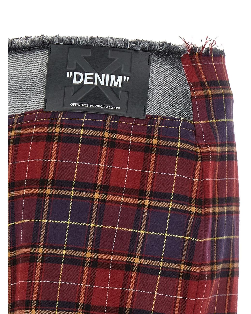 Off-White c/o Virgil Abloh Gray Patchwork Midi Skirt With Stonewashed Cotton Front