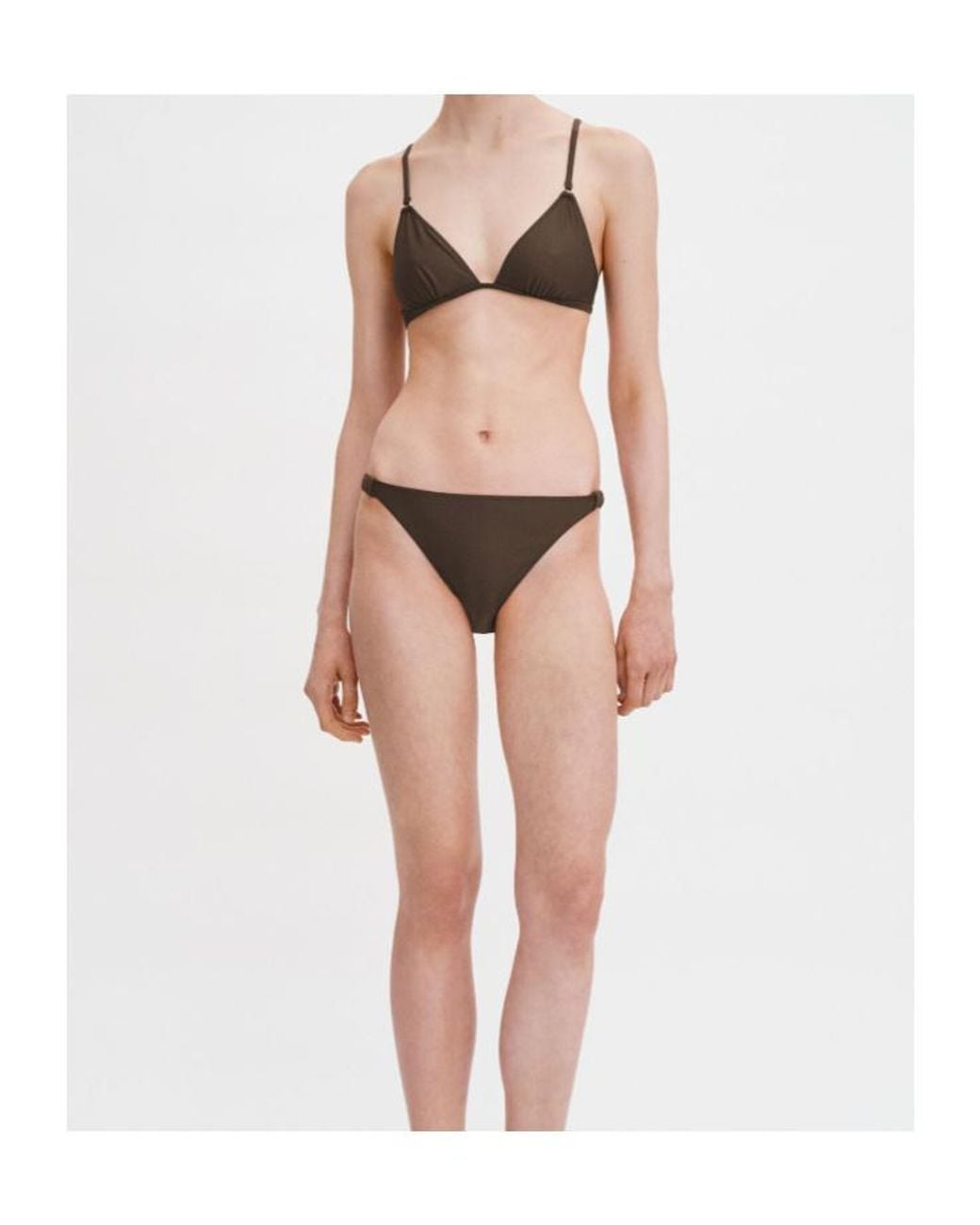 Filippa K Brown Gathered-Back Bikini Top