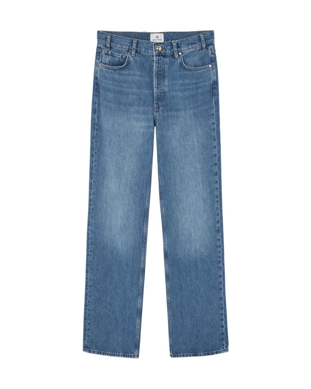 Anine Bing Blue Mid-Wash Wide-Leg Jeans