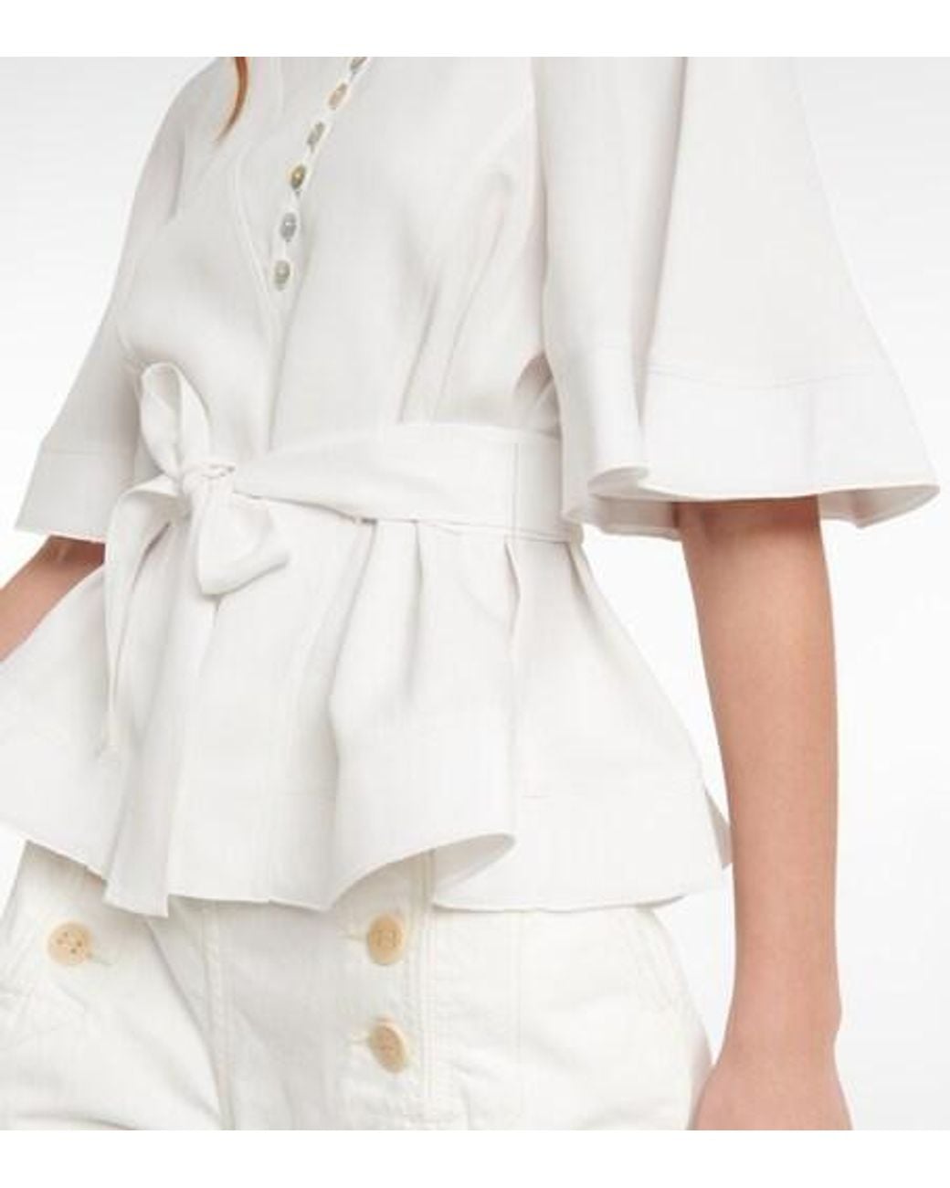 Altuzarra White Ash Peplum Top