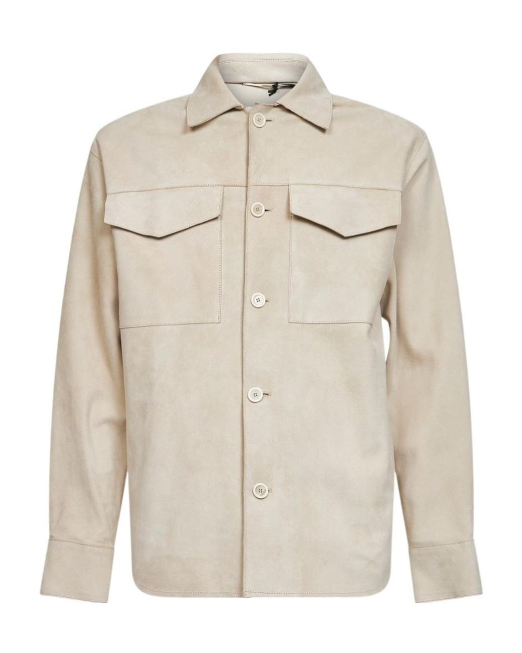 Lardini Natural Buttoned Chest-Pockets Shirt for men