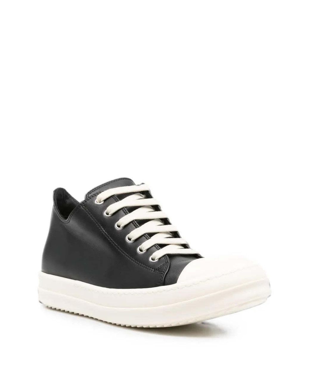 Rick Owens Black Baskets En Cuir À Logo Embossé