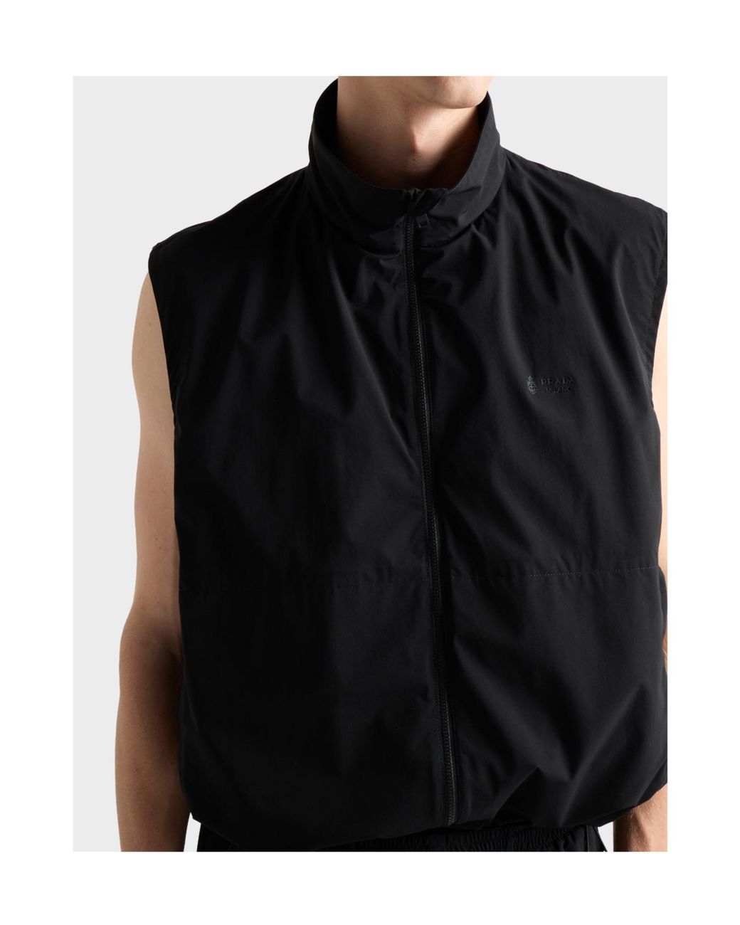 Prada Black Zip-Up Sleeveless Jacket for men