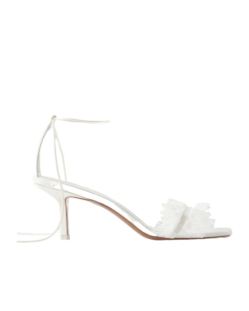 Neous White Twill Lace Heeled Sandals