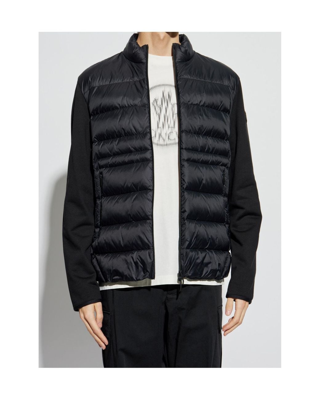 Moncler Blue Logo Patch Zip-Up Padded Cardigan for men