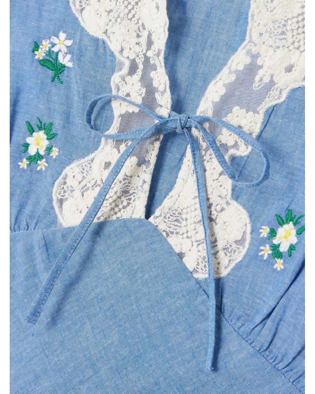 Rixo Blue Embroidered Dress