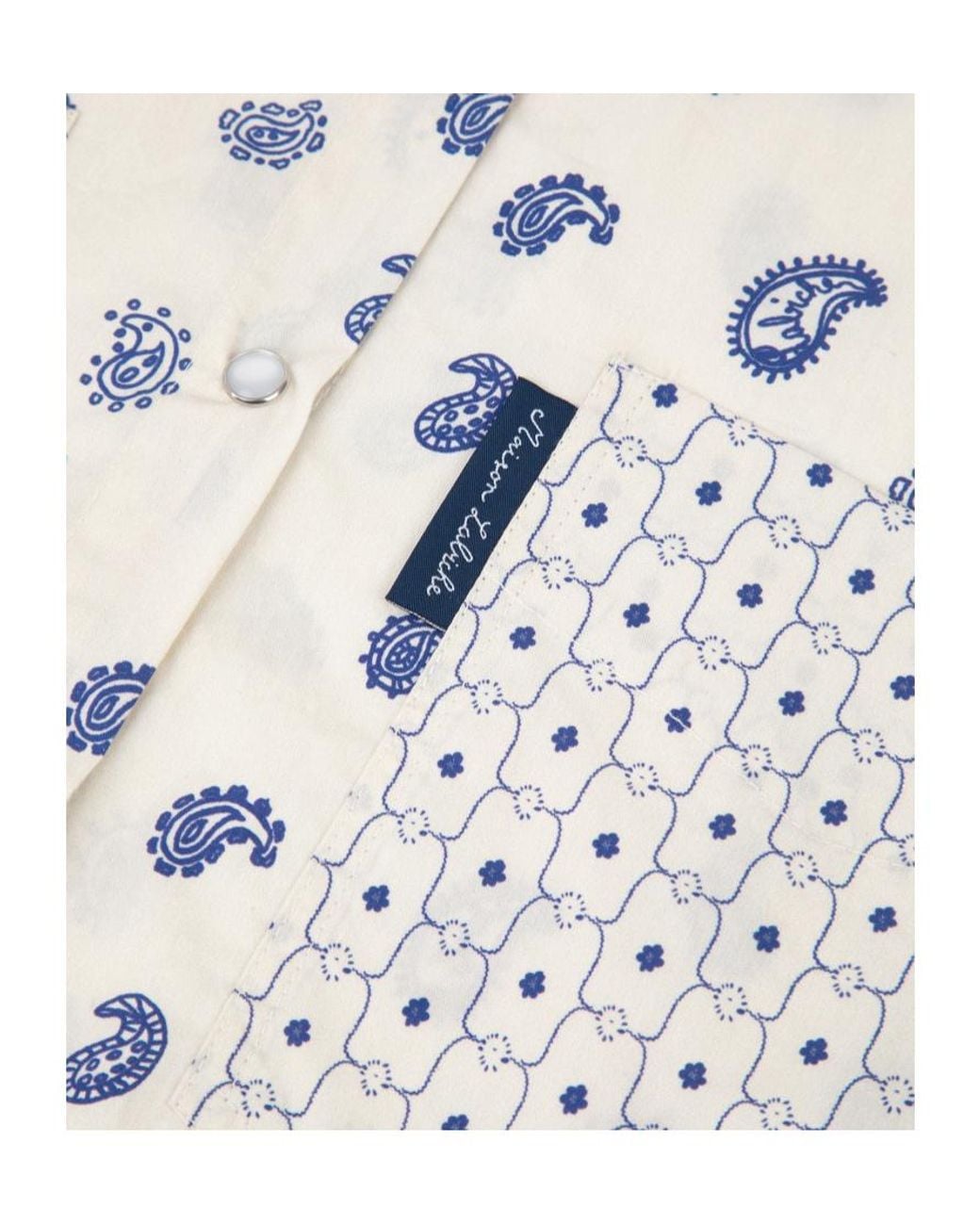 Maison Labiche White Paisley-Print Patch-Detail Shirt