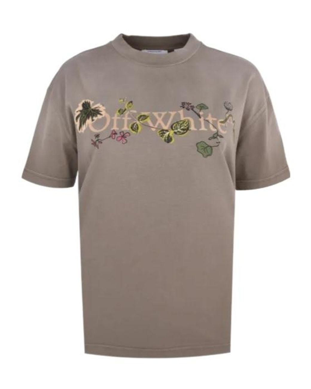 Off-White c/o Virgil Abloh Gray Floral-Print Logo T-Shirt