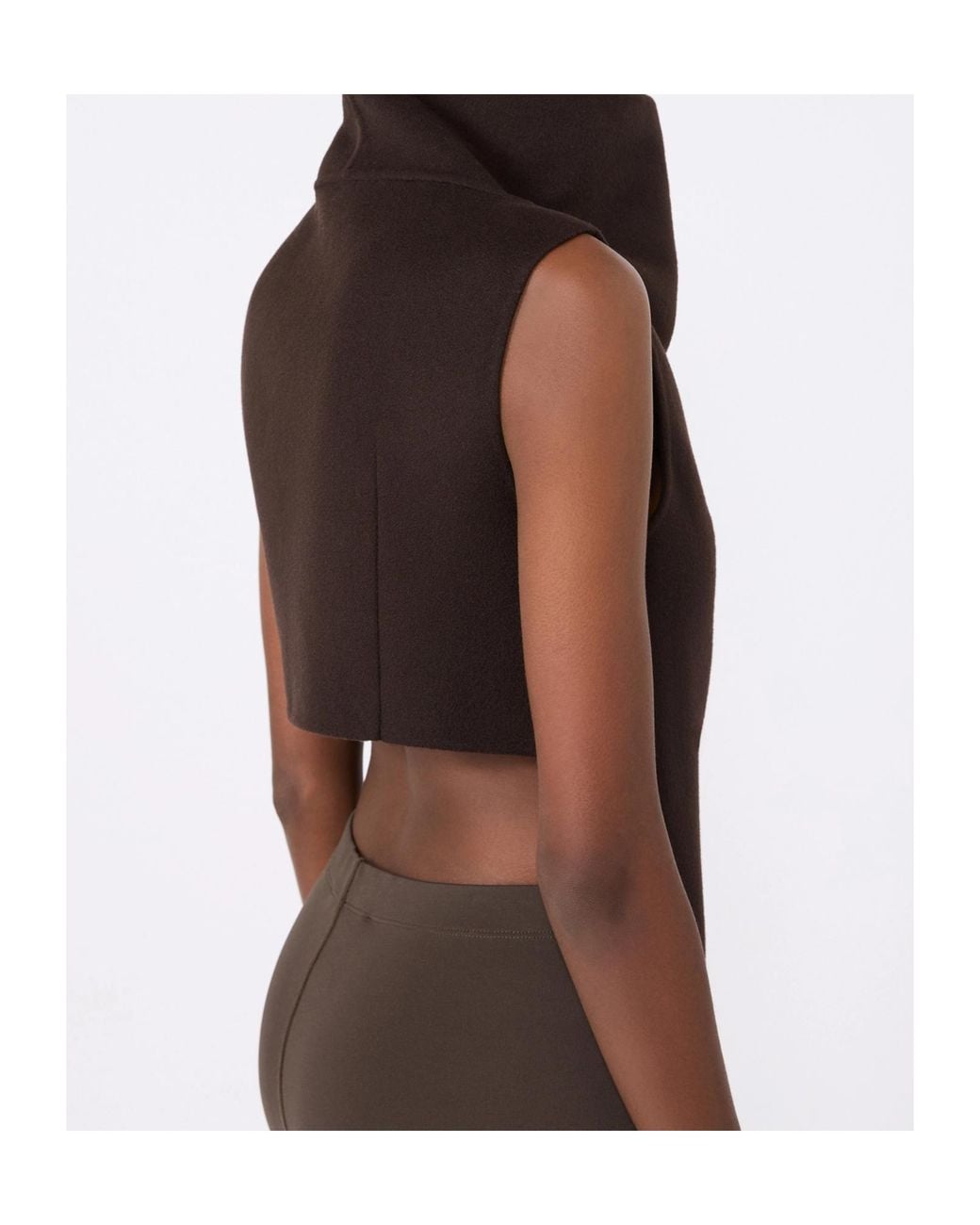 Sportmax Brown High-Neck Virgin Wool Jacket