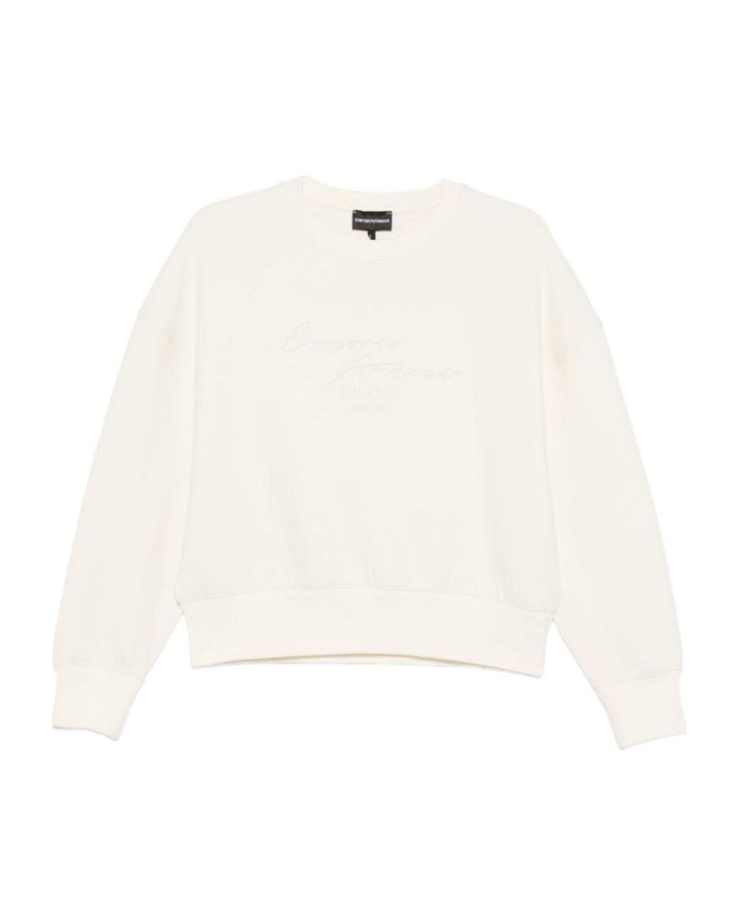 Emporio Armani White Embroidered Logo Sweatshirt