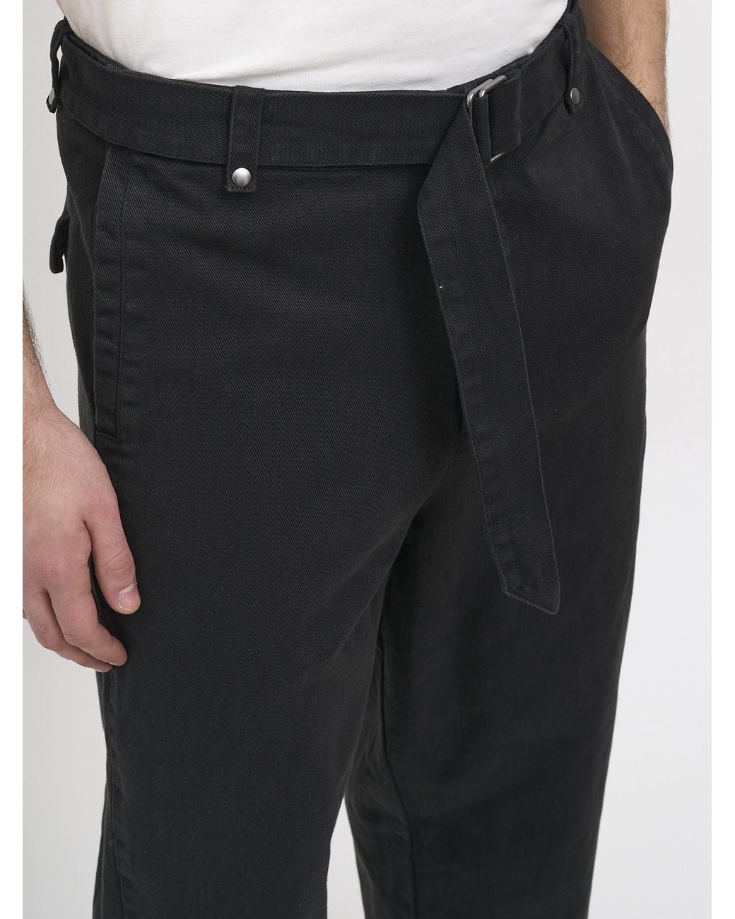 Entire studios Black Belted Casual Trousers for men