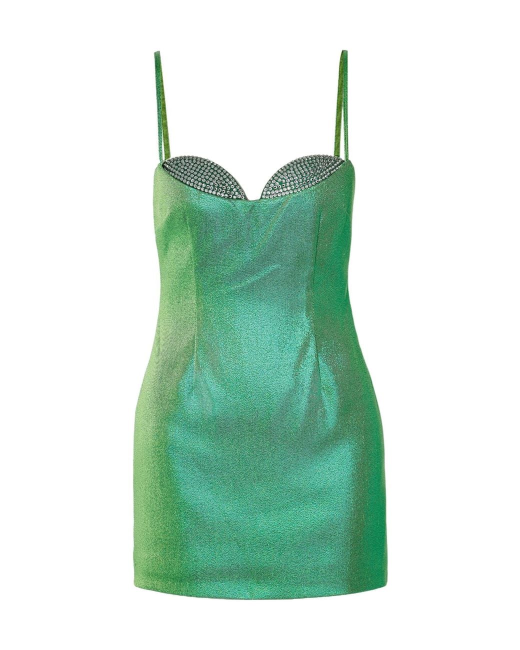 Area Green Crystal-Embellished Lamé Dress