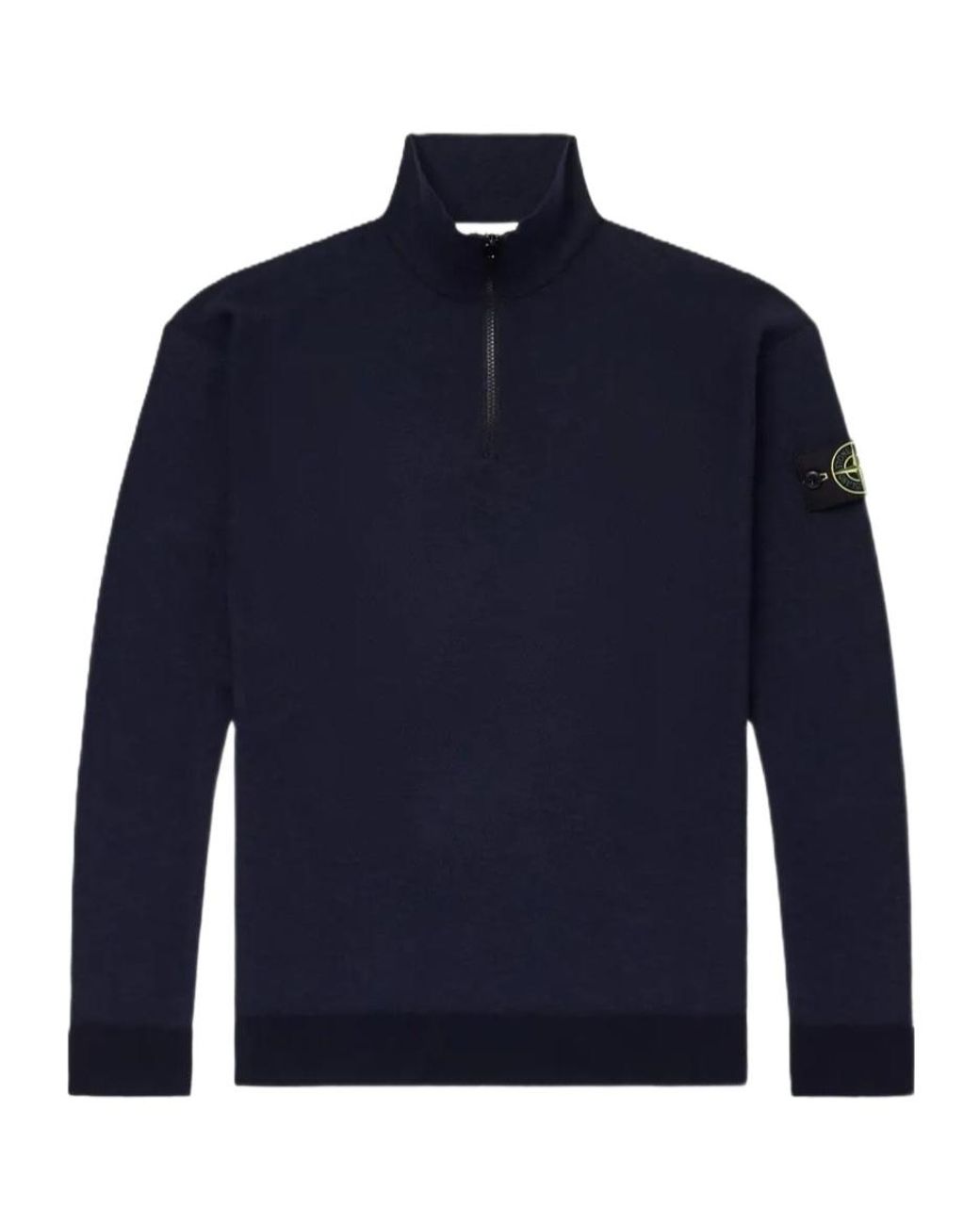 Stone Island Blue Logo-Appliquéd Zip-Up Sweater for men