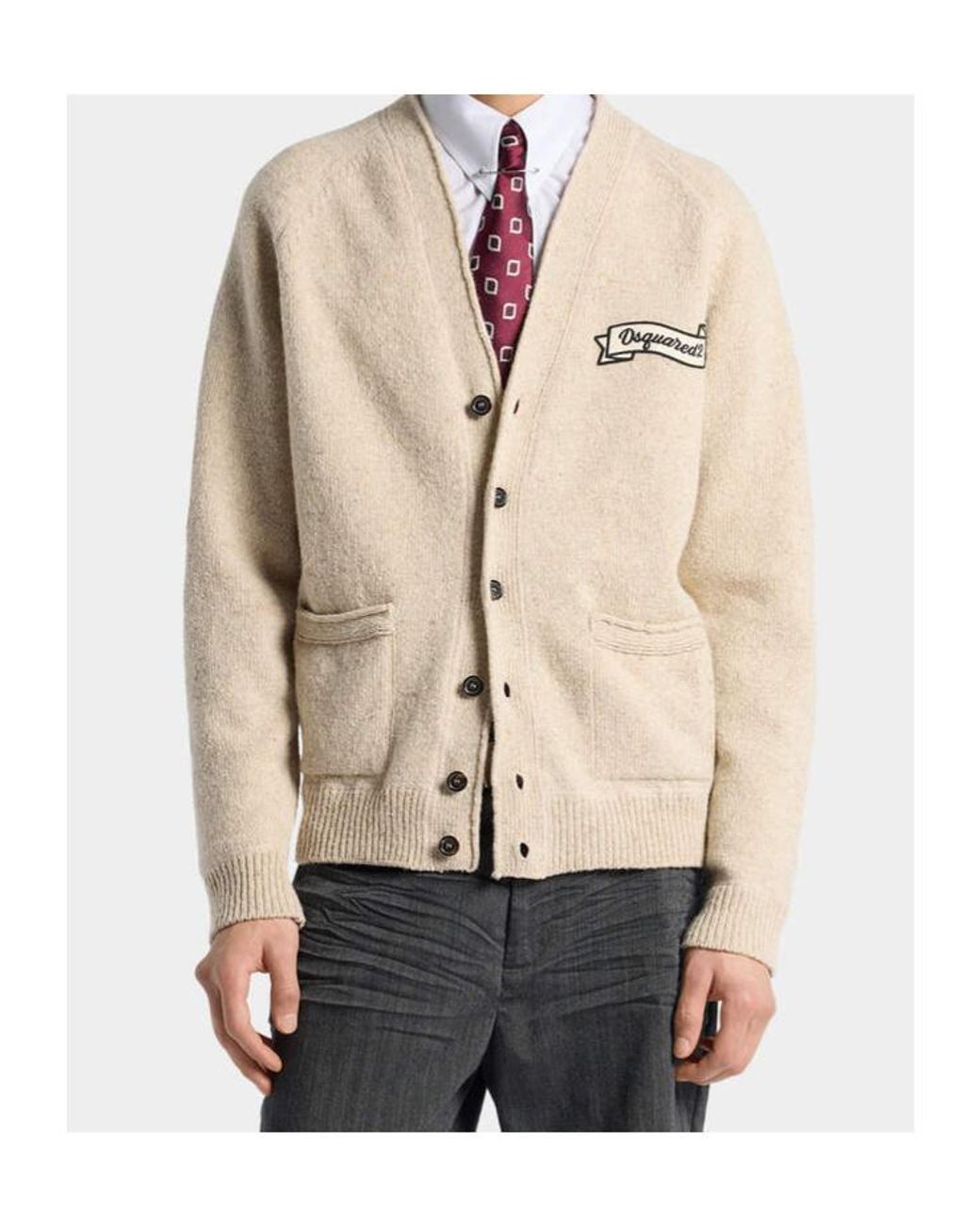 DSquared² Natural Logo-Patch Cardigan for men