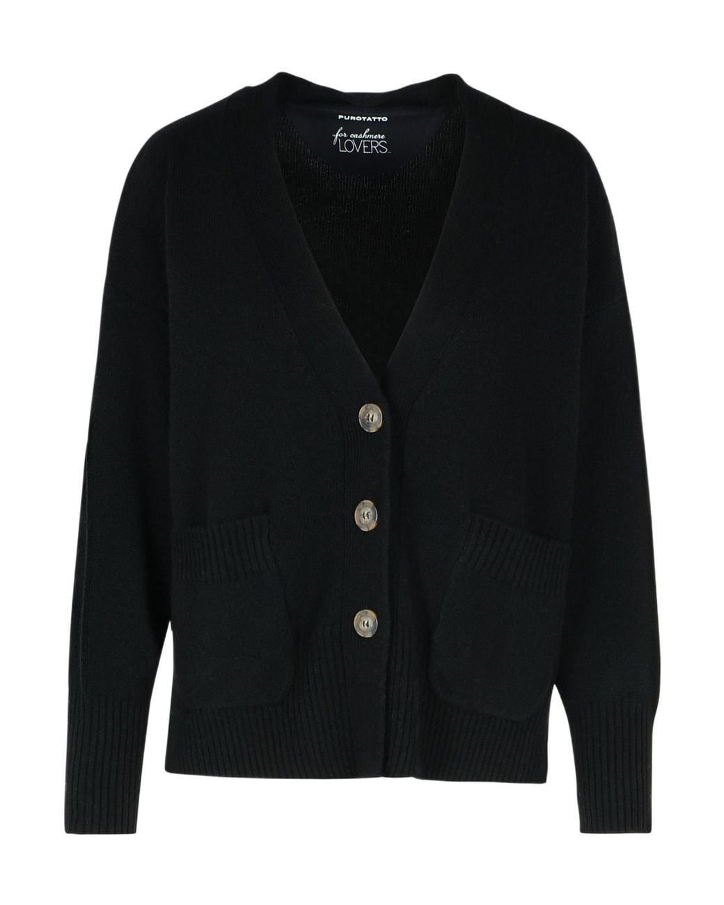 Purotatto Black Long-Sleeved Knitted Cardigan