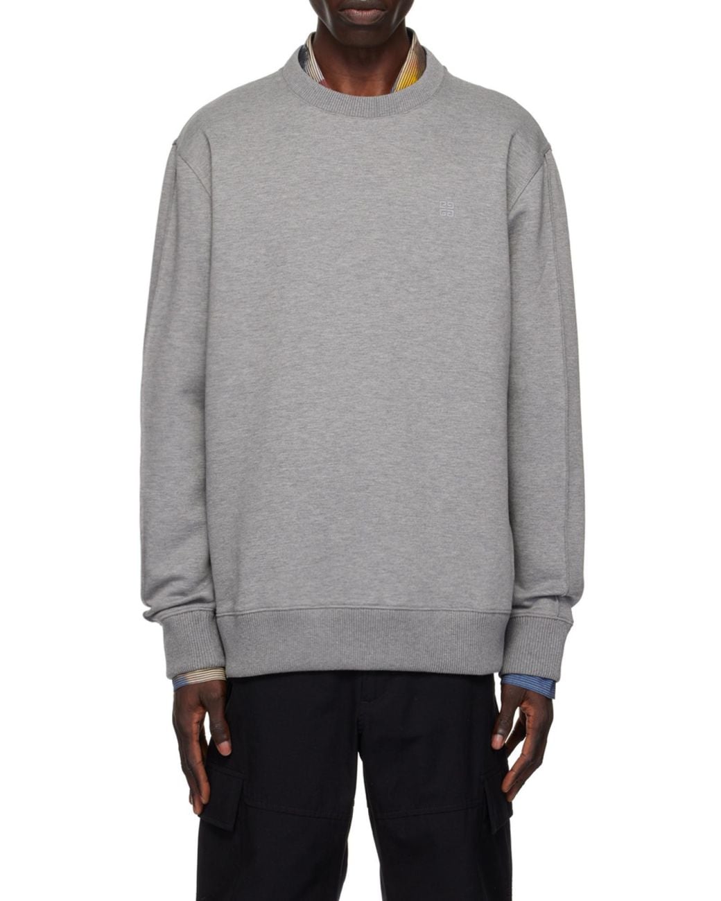 Givenchy Gray Logo Round-Neck Sweater for men