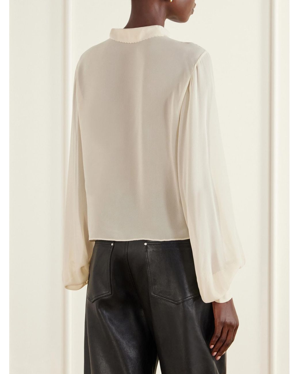 Rohe White Romantic Pintucked Silk-Crepe De Chine Blouse