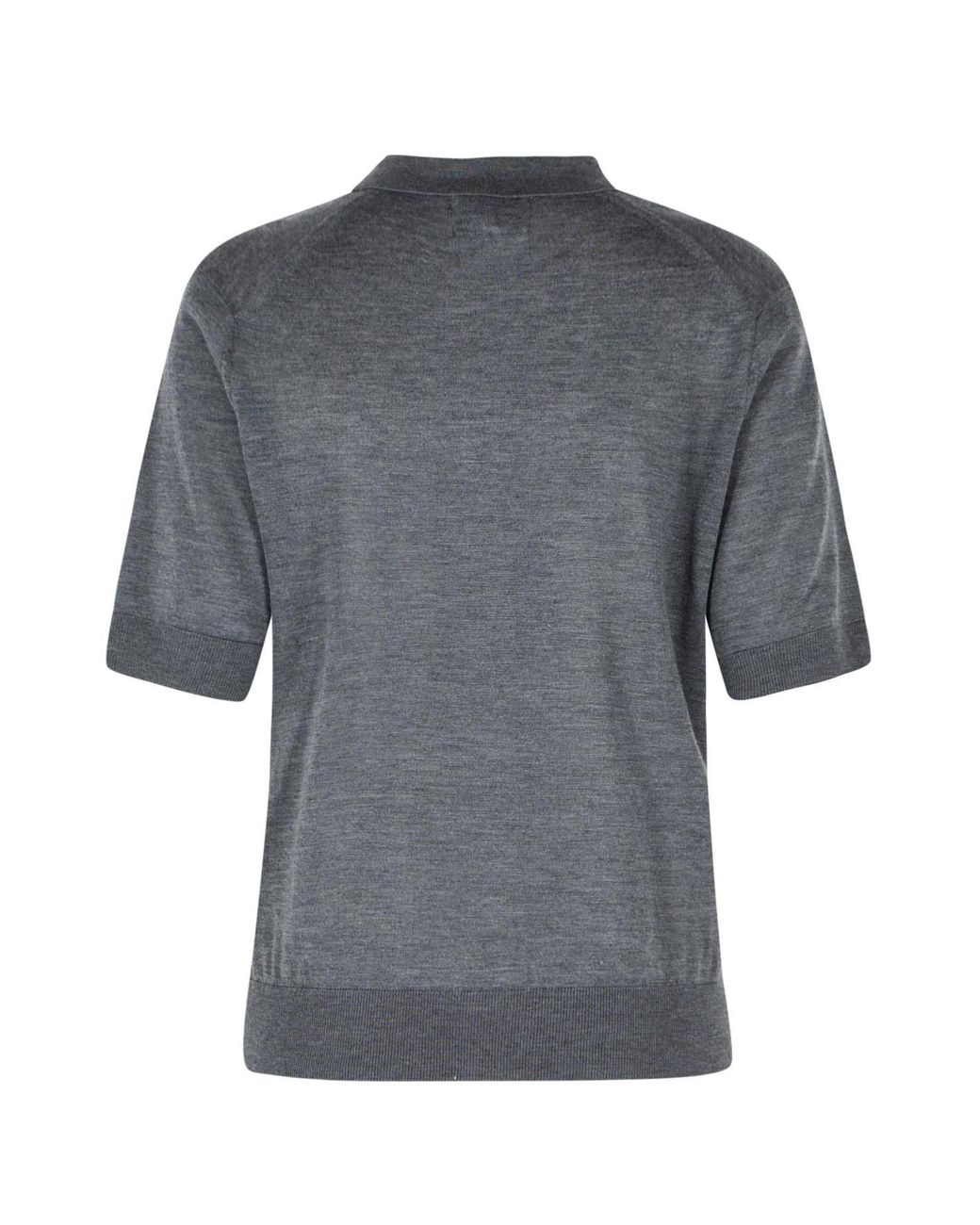 Loulou de Saison Gray Short-Sleeved Knit Polo Shirt
