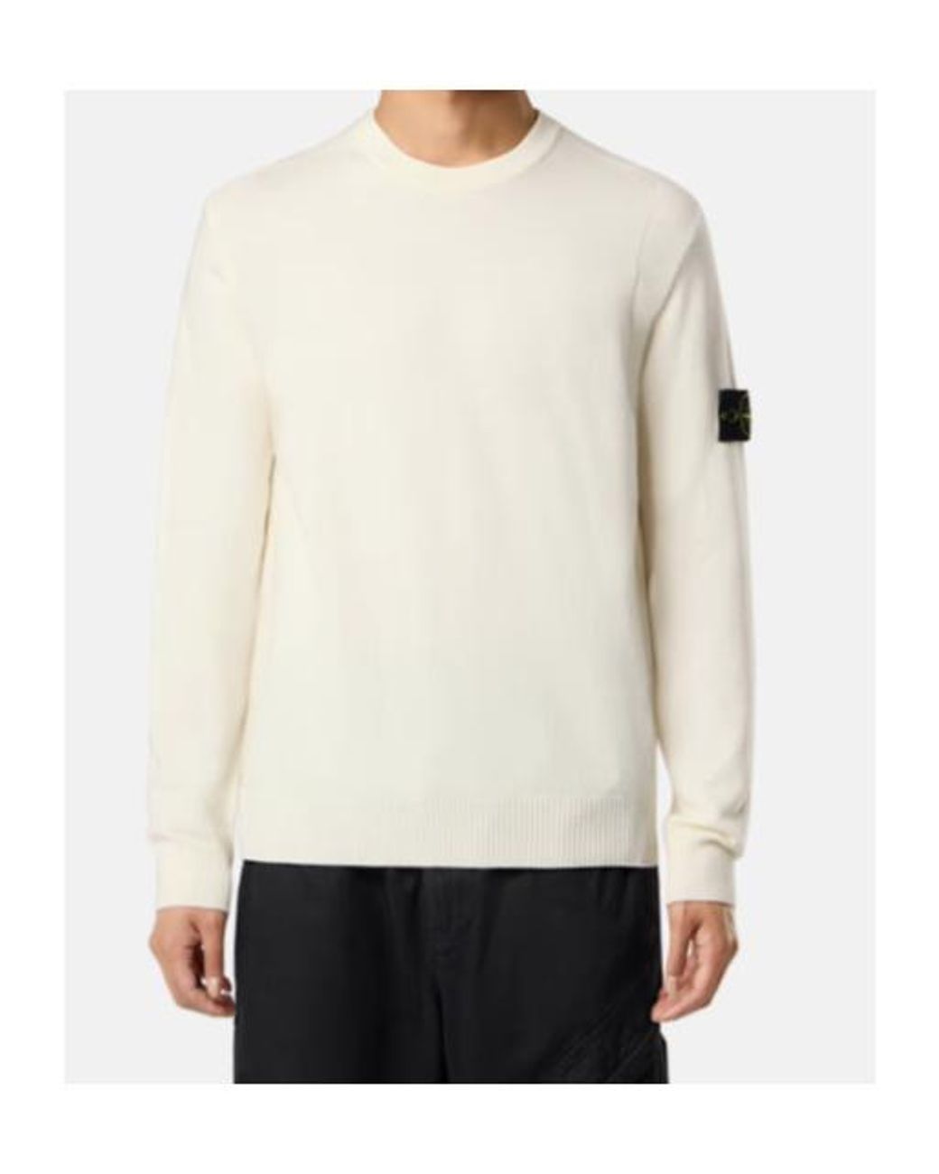 Stone Island White Logo Patch Knitted Jumper for men