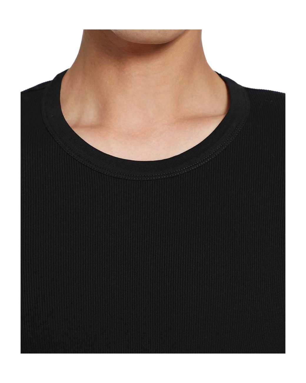 Lemaire Black Ribbed Long Sleeve T-Shirt for men