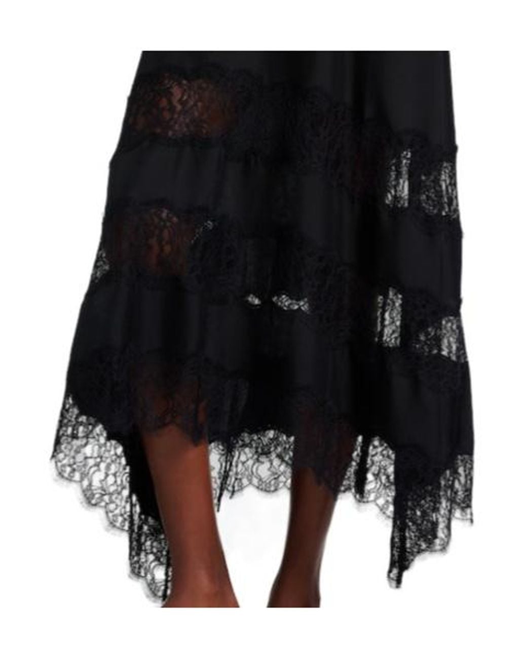 Ulla Johnson Black Coco Lace-Trimmed Silk Twill Midi Dress