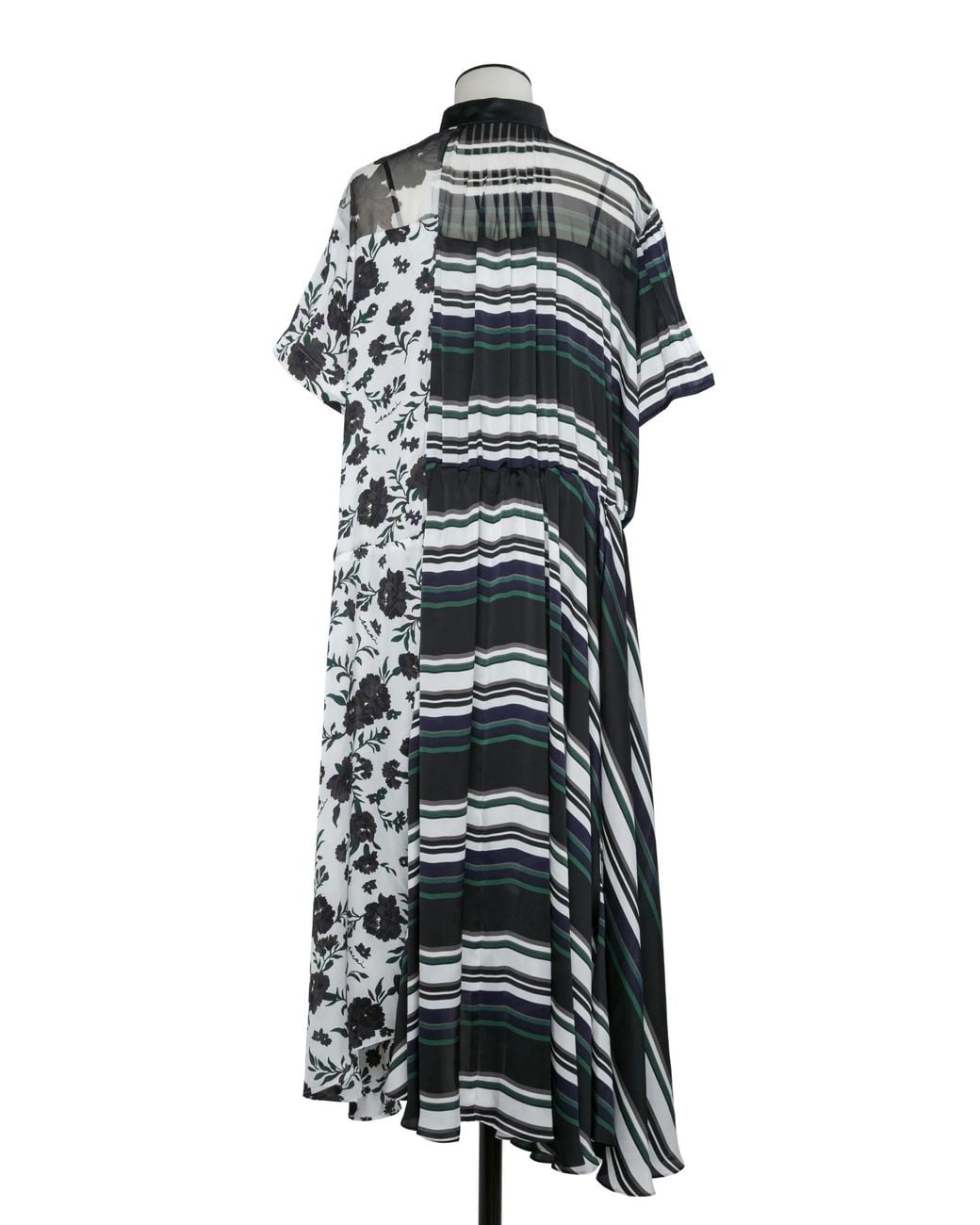 Sacai Black Floral-Print Midi Dress