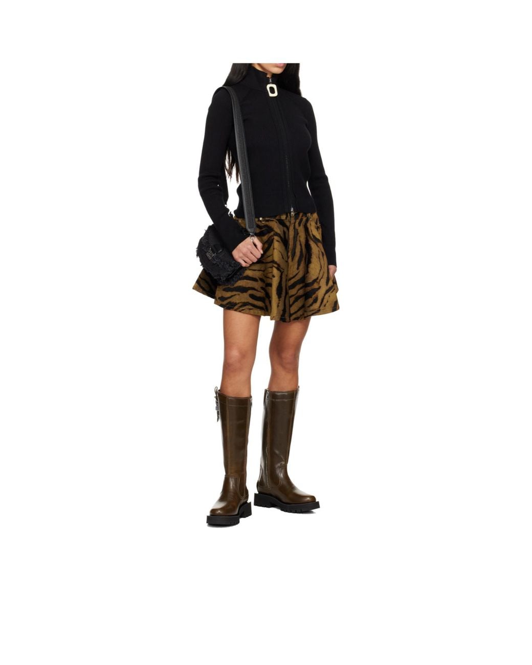 Ganni Brown Round-Toe High Boots