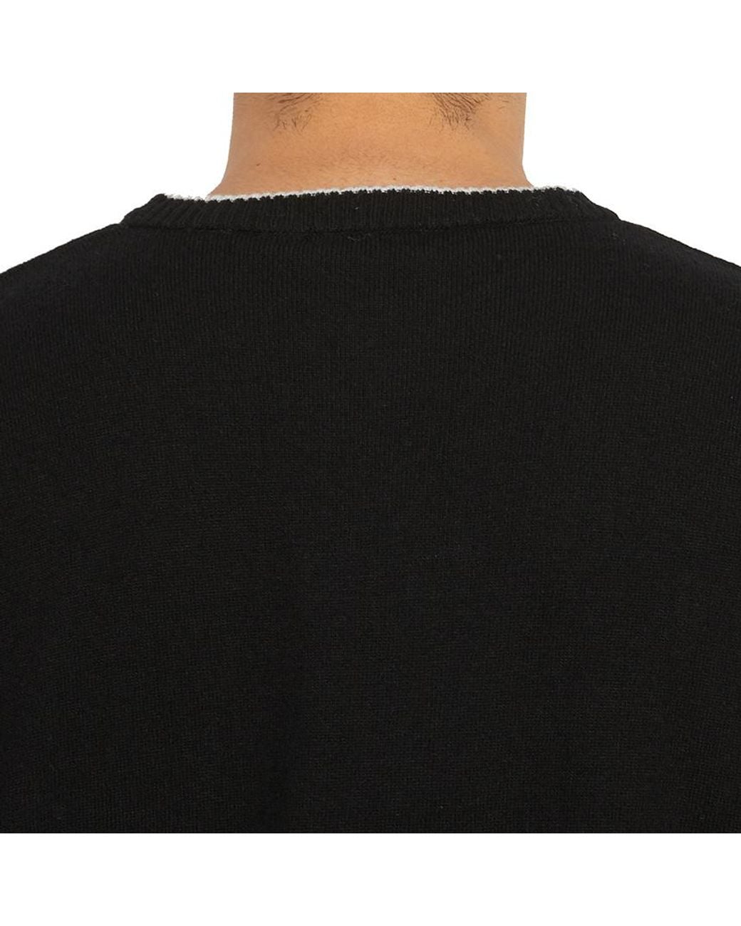 FAMILY FIRST Black Embroidered-Logo Crew-Neck Jumper for men