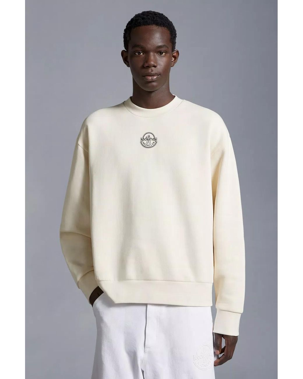 Moncler White Logo Sweatshirt for men
