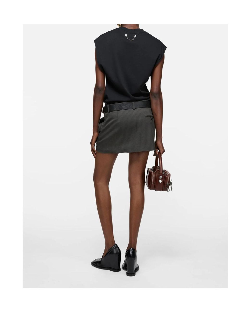 Acne Black Cotton Panelled Mini Dress