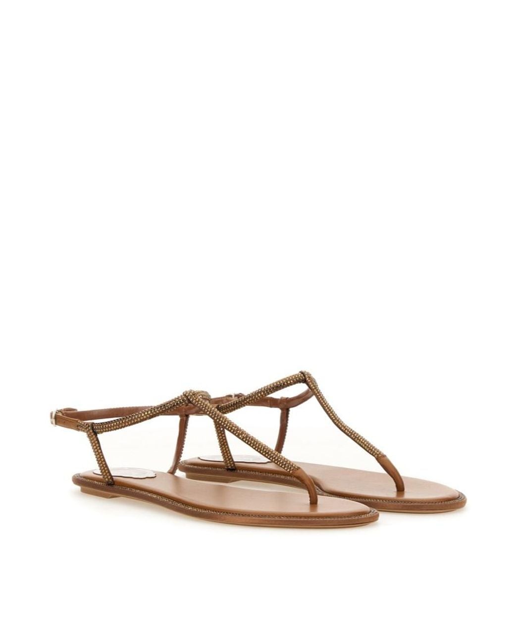 Rene Caovilla Brown René Caovilla Diana Embellished Thong Sandals