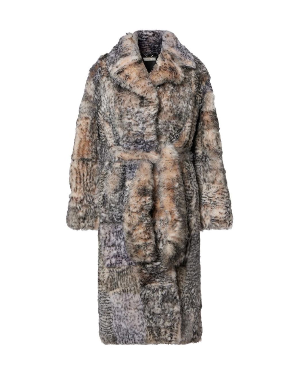 JACQUES WEI Gray Shearling Wrap Coat