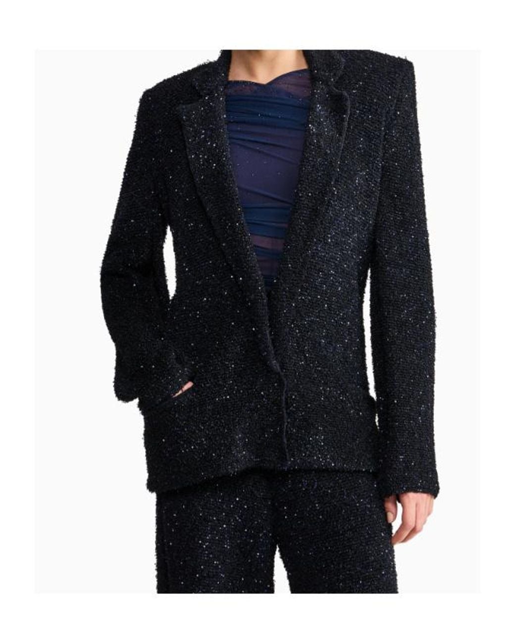 Giorgio Armani Blue Single-Breasted Viscose Blazer With Metallic Fiber