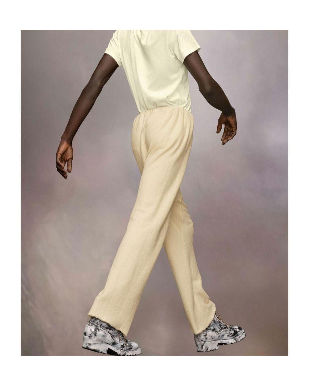Maison Margiela Natural Four-Stitch Straight-Leg Trousers for men