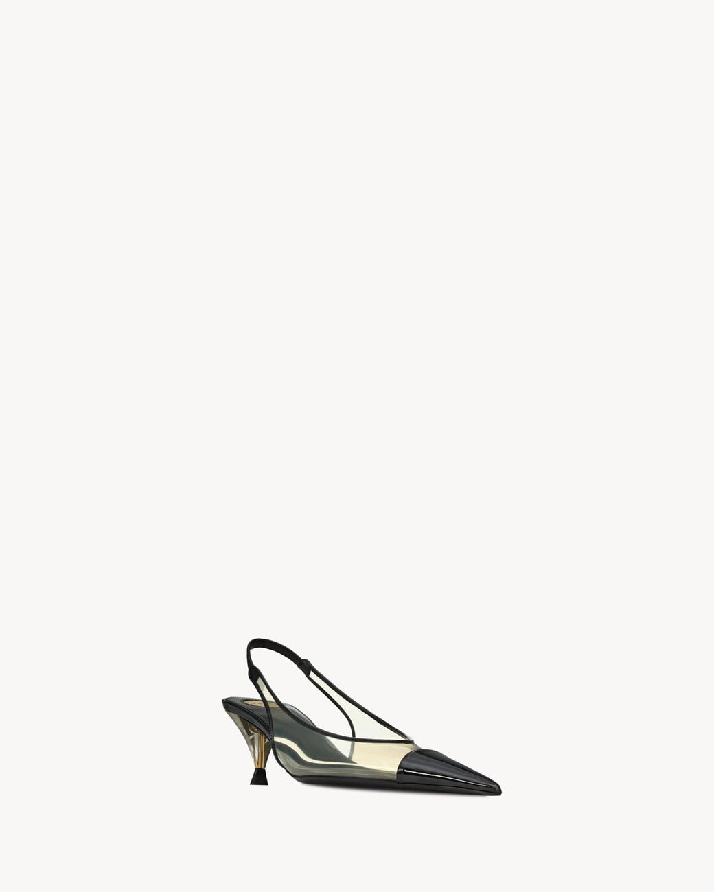 Saint Laurent White Fanny Slingback Pumps